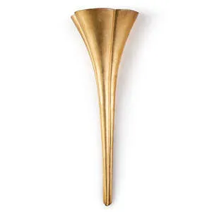 Art Deco trumpet-style wall sconce with a gilded gold finish, tall and flared at the top