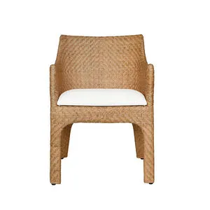Product Image 1 for Noelle Basketweave Rattan Wrapped Dining Chair With Ivory Linen Cushion from Worlds Away