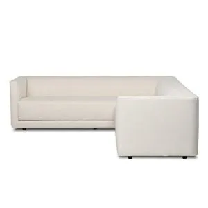 Phillip 2-Piece Sectional with clean angular design, fixed seat cushion, piped arm detail, in light beige Crypton fabric