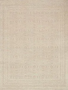 Rectangular hand-knotted Origin Oatmeal / Ivory rug with fine wool and bamboo viscose, featuring a textured, neutral pattern