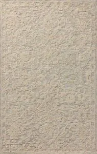 Ivory Prudence Mist traditional floral rug with subtle color gradation and textured low and high loops