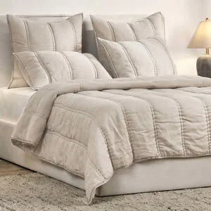 Product Image 1 for Rowen Sustainable Fabric Beige Quilt from Classic Home Furnishings