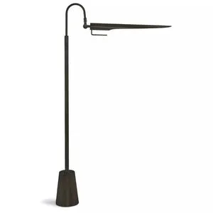 Black Raven Floor Lamp with aerodynamic adjustable shade and conical weighted base