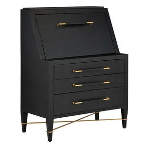 Product Image 1 for Verona Black Secretary Desk from Currey & Company