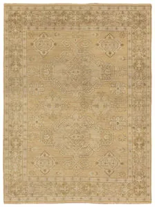 Product Image 1 for Folklore Hand-Knotted Medallion Khaki / Cream Rug 18" x 18" from Jaipur 