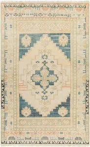 Product Image 1 for Anadolu Hand-Knotted Teal / Cream Rug - 9' x 12' from Surya
