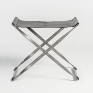 Product Image 1 for Harper Aged Obsidian Leather Scissor Ottoman from Alder & Tweed