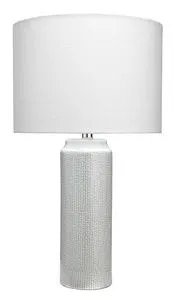 Product Image 2 for Bella Table Lamp in Light Blue Patterned Ceramic with Drum Shade in White Linen from Jamie Young
