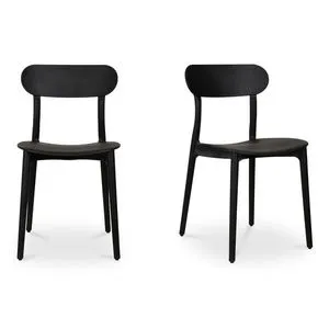 Set of 2 Kent outdoor dining chairs in black polypropylene with slender frame and curved backrest