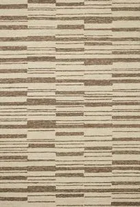 Polly Beige / Tobacco rug with hand-tufted wool and jute pile featuring neutral beige grid pattern with tobacco brown stri...