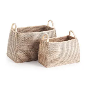 Product Image 1 for Burma Rattan Narrow Magazine Baskets, Set Of 2 from Napa Home And Garden