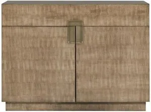 Splendor Small Buffet in rich mocha finish with two doors and bronze-toned center pull handle