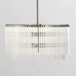 Kaela 6-Light Chandelier with gold frame and cascading clear glass rods surrounding six bulb sockets
