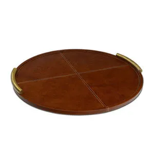 Product Image 1 for Cognac Round Hayes Leather Tray from Regina Andrew Design