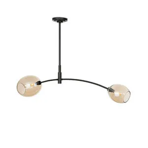 Artemis double pendant with oil rubbed bronze arched arm and champagne glass globes on each end