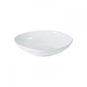 White ceramic stoneware pasta bowl with lustrous finish and gently curved edges