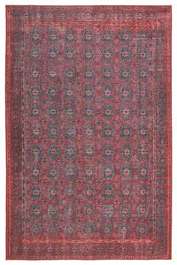 Product Image 2 for Kalinar Damask Dark Red/ Blue Rug from Jaipur 