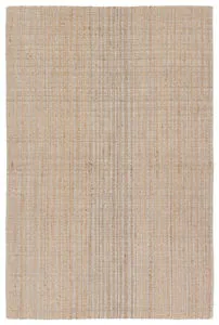 Handwoven Abdar rug with tan and gray striped pattern made from jute, wool, and cotton, 18 by 18 inches