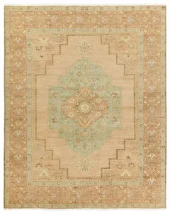 Product Image 1 for Hasina Hand-Knotted Medallion Tan / Sage Rug 10' x 14' from Jaipur 