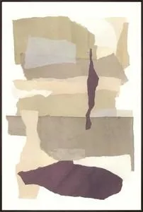 Abstract painting 'In Velvet' with layered earthy tones and muted purples in organic shapes