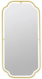 Full-length floor mirror with premium gold metal frame featuring elegant scalloped top and bottom edges