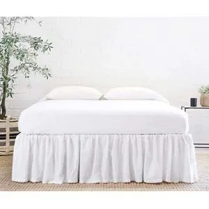 Product Image 1 for Gathered White Linen California King Bed Skirt from Pom Pom at Home