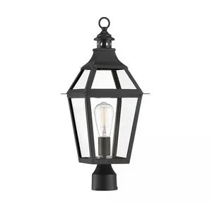 Product Image 2 for Jackson Black With Gold Highlighted 1 Light Outdoor Post Lantern from Savoy House