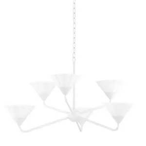 Product Image 1 for Kelsey 6-Light Modern Textured White Symmetrical Chandelier from Mitzi