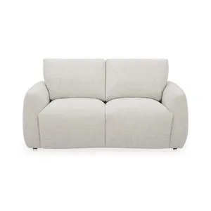 Callie Sofa with high back, angled arms, and gently textured light beige fabric