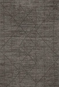 Charcoal and ivory transitional area rug with Moroccan-inspired linear, diamond, and checkerboard patterns