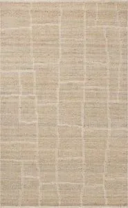 Asha Natural Rug in neutral tones with organic, subtle grid lines and a flat woven texture.