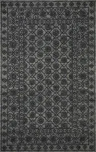 Dark grey Cecelia rug with tone-on-tone traditional floral patterns in a rectangular shape