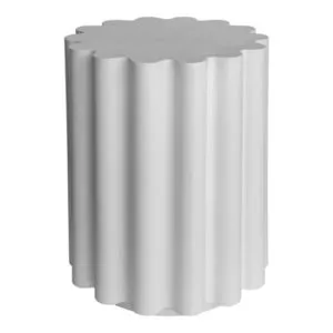 White Taffy Accent Table with scalloped cylindrical shape and rounded vertical ridges