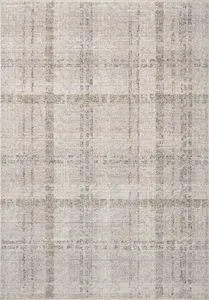 Ember Ivory / Multi Rug with modern flatweave plaid pattern in neutral ivory and beige tones