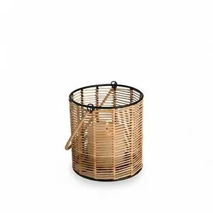 Product Image 1 for Natural Iron & Bamboo Lantern Dia 6.25" from BIDKHome