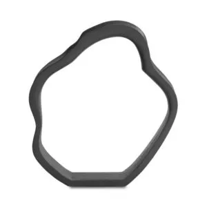 Abstract iron tabletop sculpture with flowing, open curvilinear frame in dark finish