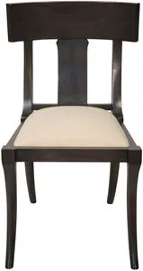 Front view of Athena Side Chair showing wide curved backrest and white canvas seat cushion