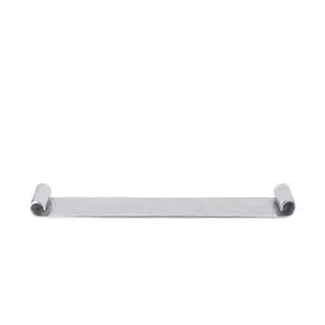 Long nickel-plated aluminium tray with curled ends and subtle metallic texture