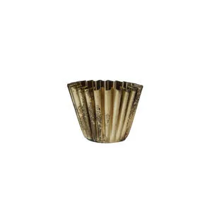 Product Image 1 for Delia Round Brass Fluted Metal Planter from Creative Co-Op