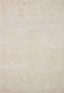 Kamala 6'7" x 9'6" natural and mist transitional rug with subtle linear and diamond Moroccan-inspired patterns