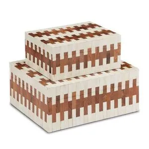 Product Image 1 for Tia Wood & Bone Box, Set of 2 from Currey & Company