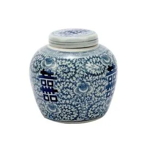 Product Image 5 for Blue & White Double Happiness Floral Lidded Jar from Legend of Asia