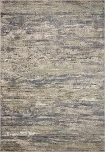 Arden Granite Ocean Contemporary Rug with wide heathered stripes in neutral blue and gray tones, featuring subtle ribbed t...