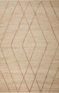 Bodhi Ivory / Natural Diamond Rug with tonal Moroccan-inspired linear and braided jute patterns in ivory hues