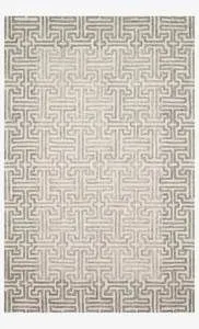 Ehren Stone/Sand rug with neutral palette and geometric maze pattern in 100% wool pile