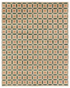 Product Image 1 for Gyasi Hand Knotted Geometric Green/Cream Rug from Jaipur 