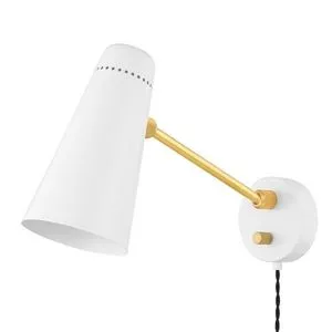 Product Image 1 for Alex Portable Midcentury-Inspired White and Gold Wall Sconce from Mitzi