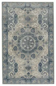 Product Image 5 for Modify Hand Knotted Medallion Blue/ Light Gray Rug from Jaipur 
