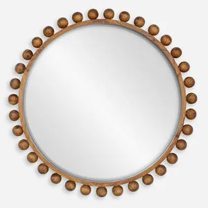 Product Image 1 for Cyra Wood Beaded Round Mirror from Uttermost