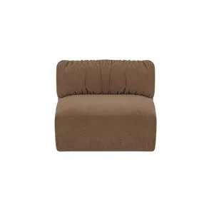 Matina Slipper Chair in brown plush chenille with oversized curved cushion and clean, structured frame